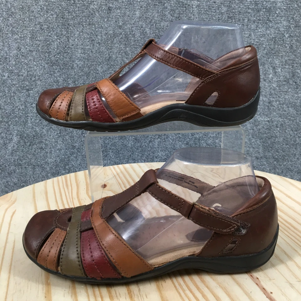 Earth Origins Sandals Womens 7 M Sheila T-Strap Flats Brown Multicolor Leather - image 2 of 4