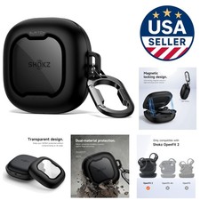 Magnetic Locking Case for SHOKZ OpenFit 2 Shockproof Protection in Black