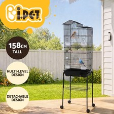i.Pet 158cm Bird Cage Aviary Parrot Budgie Stand Wheels Black