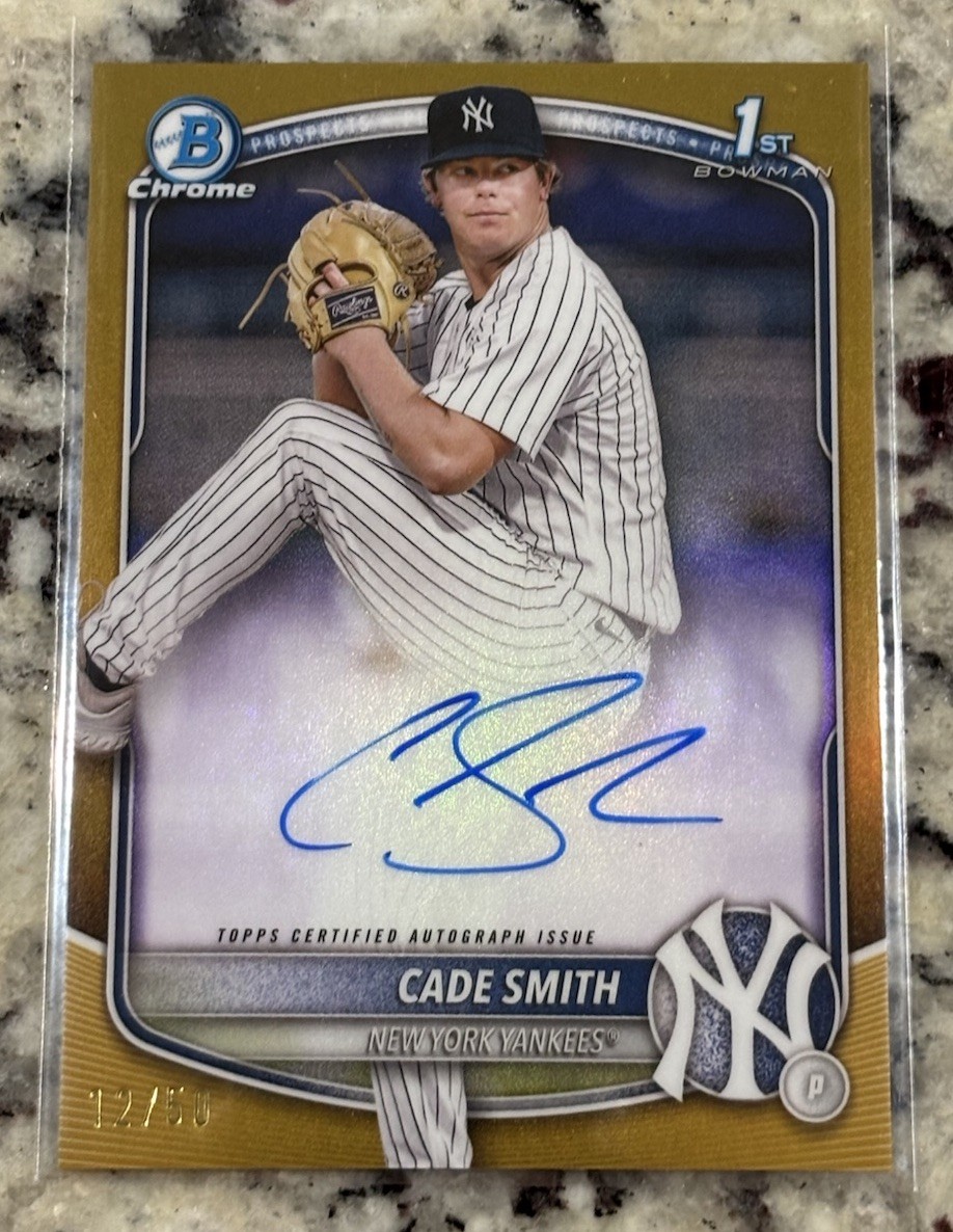 2025 Bowman Chrome Cade Smith Auto Gold Refractor 1st #’d /50 Yankees