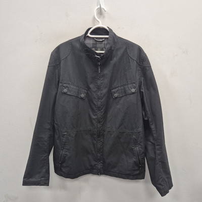Barbour Rebel Wax Waterproof Black Biker Country Tartan Jacket Coat Size Large