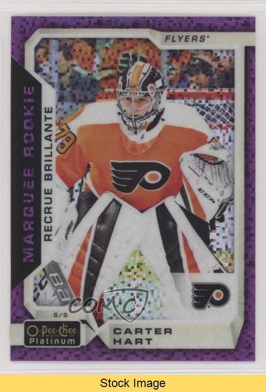 2018-19 O-Pee-Chee Platinum Violet Pixels Carter Hart #199 Rookie RC READ 1rs