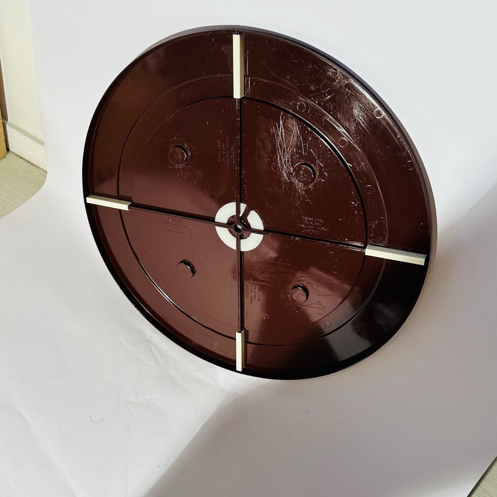 Vintage Round Mirror Kartell Design Anna Castelli Ferrieri 1972 Brown