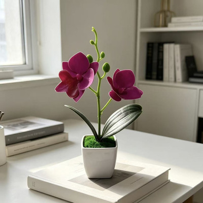Artificial Orchid Flowers Imitation Plastic Phalaenopsis Potted Plants