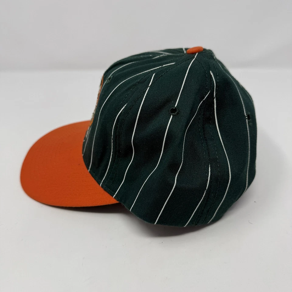 Gorra gorra vintage Miami Hurricanes espalda a presión para hombre a rayas fútbol americano iniciador años 90 Foto 2 de 4