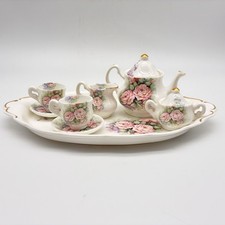 Vintage Fine Bone China Miniature Tea Set 10pc England Floral