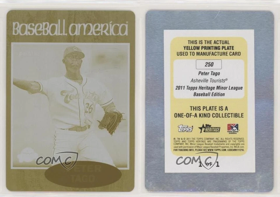 2011 Heritage Minor League Edition Printing Plate Yellow 1/1 Peter Tago #250 0lm - Image 3 of 3