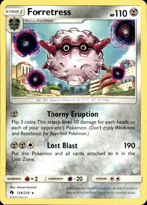 Pokemon Forretress SM - Lost Thunder 124/214 Light Play LP+ or Better