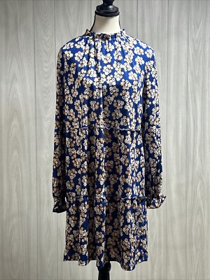 LuLaRoe Blue Floral Annabelle Ruffled Tiered Dress Size XS