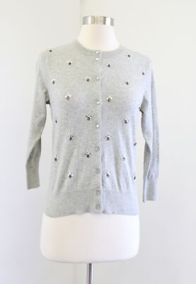 NWT Crown and Ivy Heather Gray Jewel Beaded Cardigan Sweater Size S
