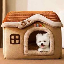 Cute Pet House with Foldable Soft Pet Bed Detachable Washable Pet Castle for Dog