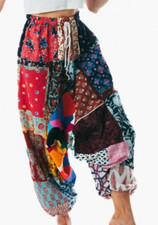 Unisex handmade boho hippie baggy patchwork harem yoga pants one size women men