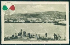 Trieste city Punto Franco Pier S. Carlo Alterocca WWI Tricolore cp KF5728