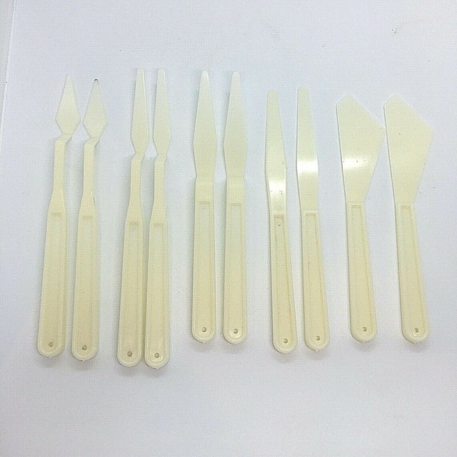 10Pc Disposable Plastic Spatula Knife Set Pottery Modeling Sculpting