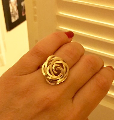 NEW 22mm X Large Rose Rosette Swirl Flower Ring 14k yellow gold filled Wire  Wrap
