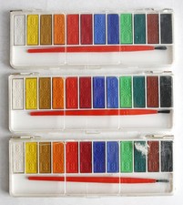 1X RARE VINTAGE 80'S WATER COLOR SET OF 12 COLORS  BRUSH WEST GERMANY NEW NOS 