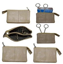 coin case leather ladies wallet purse mini pocket zip coin case key ring nw