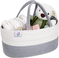 KiddyCare Diaper Caddy Organizer for Baby Nursery Basket with Handle Lid Nursing