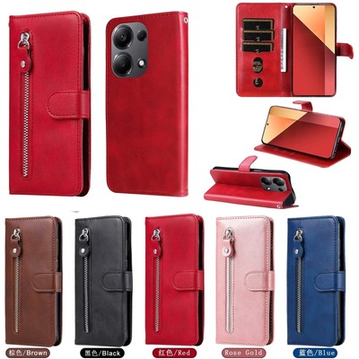 Magnetic Leather Zipper Wallet Case Flip Cover For Redmi Note 13 K70 13C 12 11A