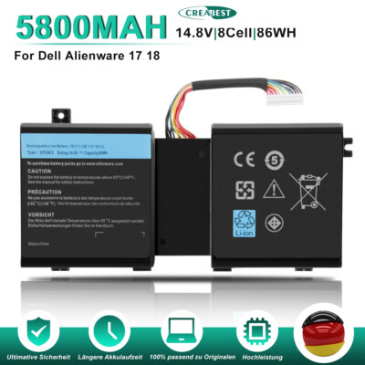 14.8V 5.8AH 2F8K3 Laptop Akku für Dell Alienware 17 18 M18X-R3 M17X-R KJ2PX G33T