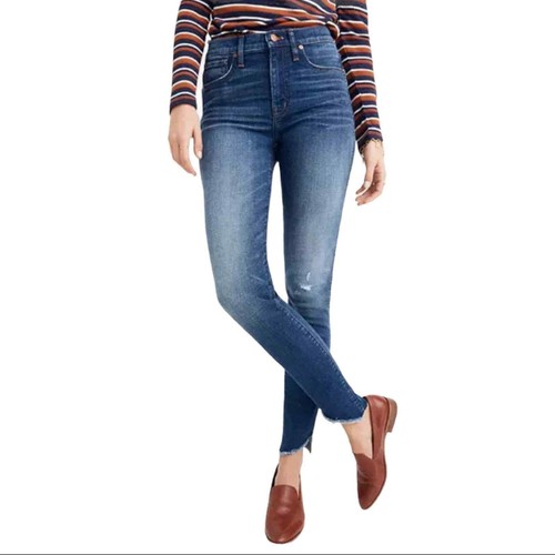 High Rise Skinny Jeans Chewed Hem Size 