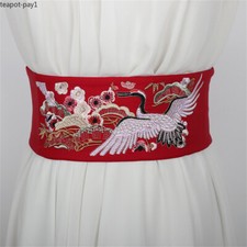 1pcs Chinese Style Crane Embroidered Cloth Lace-up Ladies Hanfu Accessories Belt