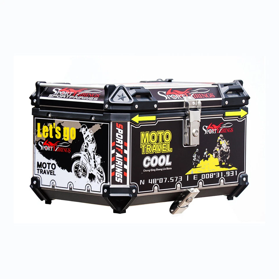 Caja trasera de moto 45L maletero caja superior equipaje de viaje maletero rígido almacenamiento Foto 3 de 4