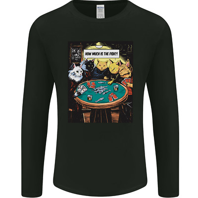 Lustiges langärmeliges Herren-T-Shirt Cat Poker How Much is the Fish