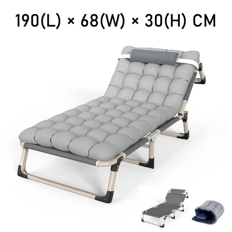 190cm Sonnenliege klappbar Gartenliege Strandliege Liegestuhl mit Kissen - Bild 3 von 4