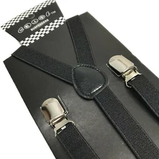 Black Skinny Woman Men Teenager Adjustable Clips-on Suspender (US Seller)