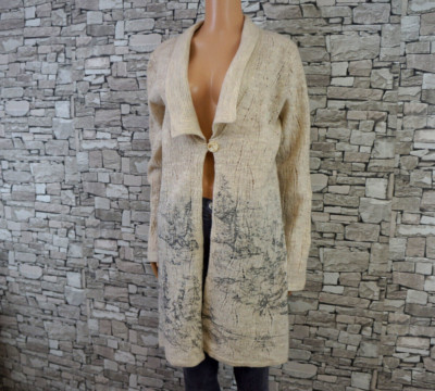 COLDWATER CREEK DAMEN REINE WOLLE KOCHWOLLE ÜBERWURF STRICK MANTEL PUDER GRAU 40