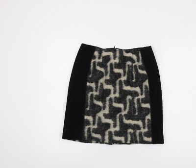 Clements Ribeiro Damen Schwarz Wolle Minirock Größe 28 mit Reißverschluss