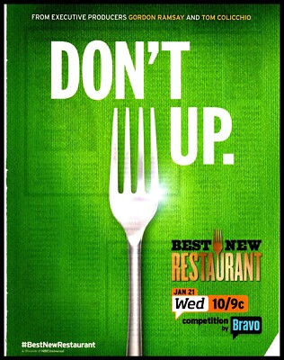 PTP121 MAGAZINWERBUNG 11 X 8'' BESTE NEUE RESTAURANT-TV-SHOW AUF BRAVO GORDON RAMSAY