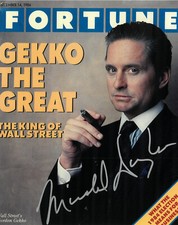 Michael Douglas Signed Auto Wall Street Fortune Replica Magazine Prop Photo BAS