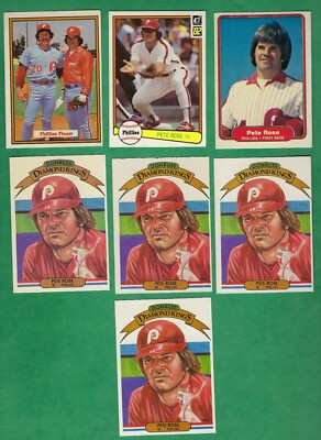 (6) 1982 Donuss Pete Rose (4) #1, #168 & #585 - (1) 1982 Fleer (1)# 256