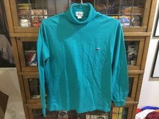 VTG IZOD LACOSTE L/S Teal Turtle Neck 100 Cotton USA Made Sweatshirt SZ M -Cool