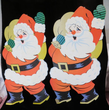 2 Vintage Christmas Die-Cut Decoration - Santa Claus Waving