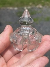 Antique Pressed Glass Castor Sugar Salt Mustard Condiment Bottle Jar Lid Clear