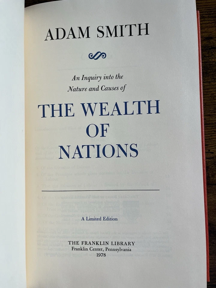 Wealth Of Nations by Adam Smith Franklin Library The Great Books Leather Bound! - Image 3 of 3