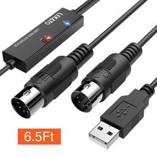 LEKATO USB MIDI Cable, MIDI to USB Cable 6.5Ft with Input Output Connecting