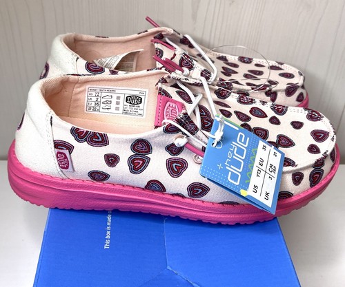 Hey Dude Wendy Youth Hearts Shoes Pink Valentine’s Day Size 3 YT3 Slip On - Picture 4 of 7