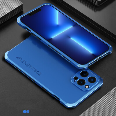 For iPhone 15 16 Pro Max 13 Shockproof Hybrid Metal Frame Slim Hard PC Back Case
