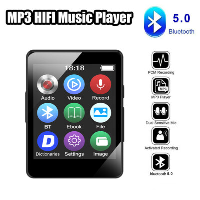 Mini Bluetooth 5.0 MP3 Player FM Radio Recorder Support 128GB Micro SD TF Card