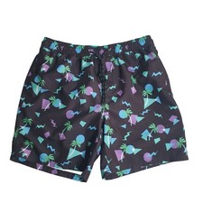 No Boundaries Men Swim Shorts With Drawstring Elastic Waist Size M Black Multi
