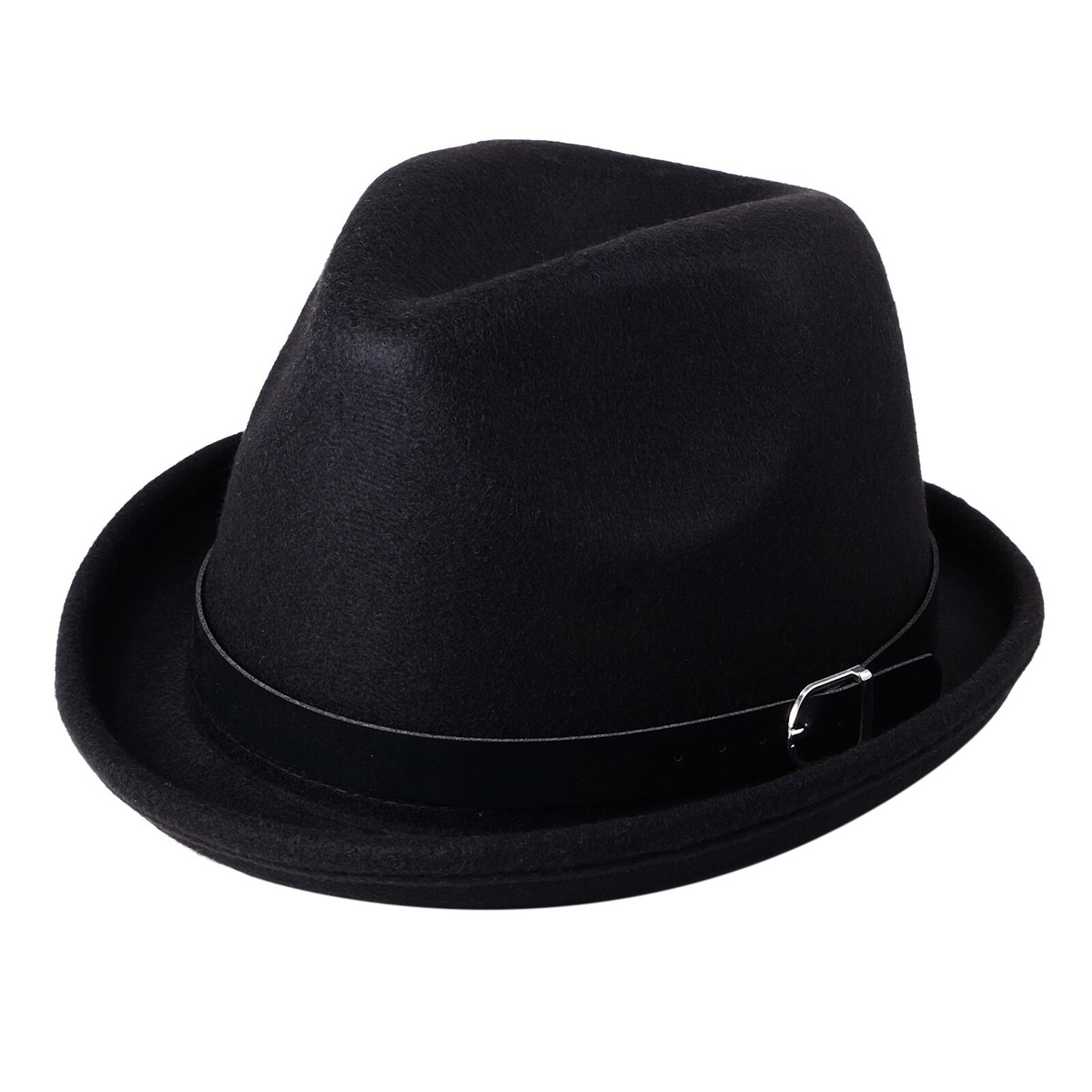 G Men's Classic Felt Pork Pie Hat Porkpie Fedora with Leather Band