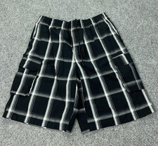 Shaka Wear Cargo Shorts Mens 2XL Black Plaid Baggy Loose