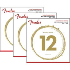 NEW 3 SETS Fender 80/20 Dura-Tone 12-52 Acoustic Guitar Strings - 073-0880-303