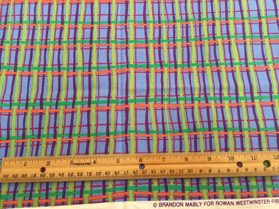 VTG OOP Brandon Mably Rowan BM26 PLAID Blue Cotton Fabric 2 PCs. FQ & 1/2 Yard - Image 3 of 3