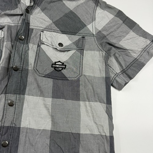 Harley Davidson Hemd Herren XL grau kariert Performance Bar Shield Logo Button Down - Bild 6 von 6
