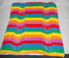 Hand Knit Rainbow Pride Small Lap Pet Dog Cat Tree Carrier Lap Throw Blanket